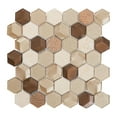 thumbnail image 2 of Sample - Modket Hexagon Crema Marfil Stone Metallic Beige 3D Insert Glass Mosaic Tile Backsplash, 2 of 6