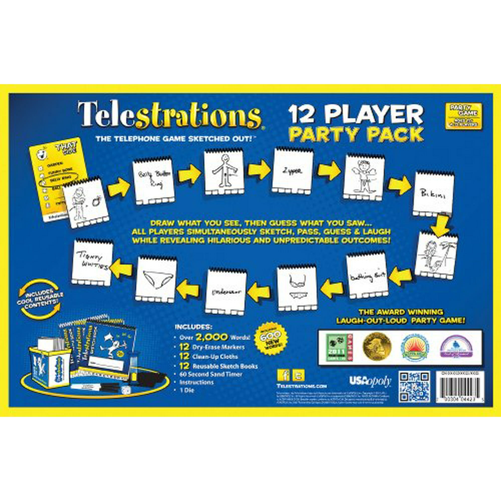 USAopoly Telestrations Party Pack 12 Player 600 New Phrases to Sketch  Family Board Game A Fun Family Game for Kids and Adults Family Game Nigh