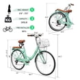 thumbnail image 2 of Ktaxon 24 Inch Folding Beach Cruiser Bike, 7 Speed Womens Bike with Foldable Basket, Lock & Rack, Green, 2 of 9