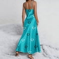 thumbnail image 4 of Gytharion Satin Nightgowns for Women Fashion Heart Print V-Neck Spaghetti Strap Maxi Sleepdress Soft Comfy Sleeveless Cami Nightdress Summer Casual Side Split Holiday Pajama Dress, 4 of 7