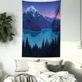 thumbnail image 3 of Adventure Tapestry, Illustration of a Mountainous Landscape Scene and a Forest at Night, Wall Hanging for Bedroom Living Room Dorm Decor, 60W X 80L Inches, Blue Night Blue and Pink, by Ambesonne, 3 of 5
