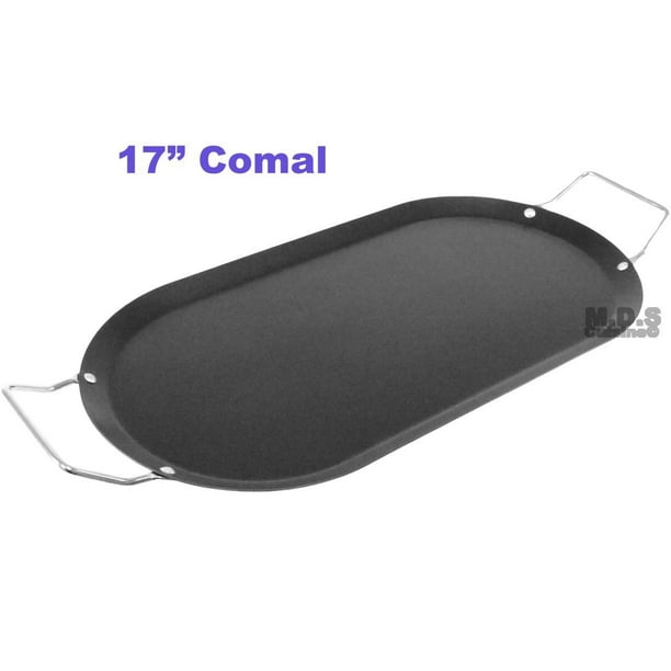 Comal 17 inch Mexican Carbon Steel Black Oval Flat NonStick Griddle