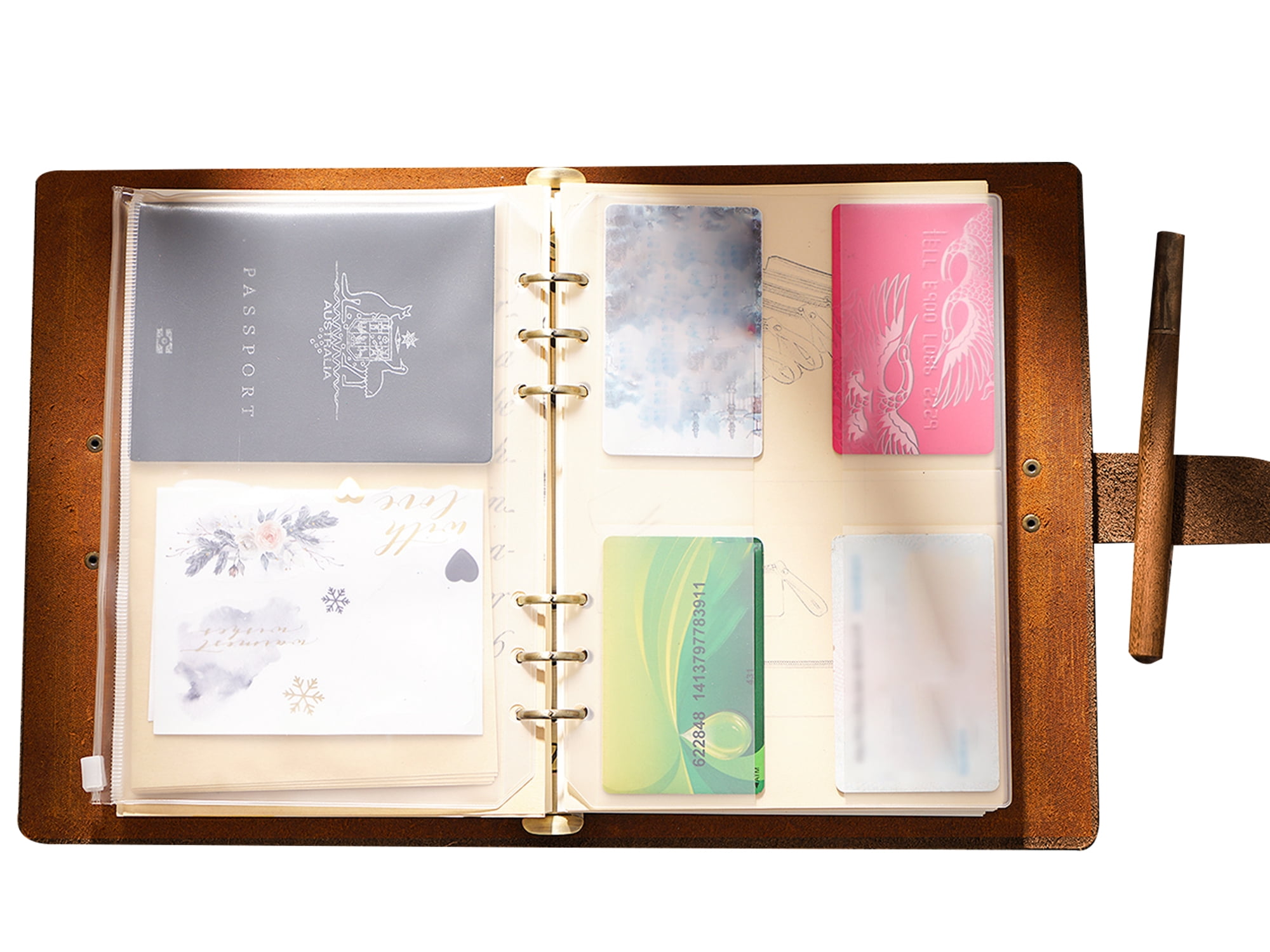 KISSKI·H Olvido Leather Notebook Journals, A5 Binder 6 Ring Refillable Travelers Notebook, Vintage Journals for Writing, A5 Planner Binder, Handmade Folio Organizer, Gift for Women/Men, Brown