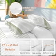 thumbnail image 2 of 3 Piece Sage Green Stripe Duvet Cover Set Queen Size,Microfiber Comforter/Quilt Cover with Corner Ties and 2 Pillowcases,Modern Rustic Horizontal Green Striped All Season Bedding with Zipper Closure, 2 of 8