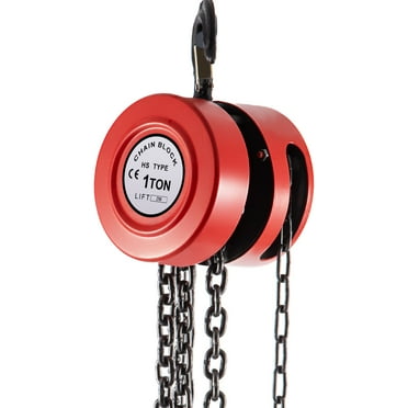 KFFKFF Manual Chain Hoist, Capable of Lifting 2200 lbs/1 Ton, 7ft/2m Chain Block, Industrial-Grade Steel Built Hand Chain Block for Transport & Workshop Applications, Red
