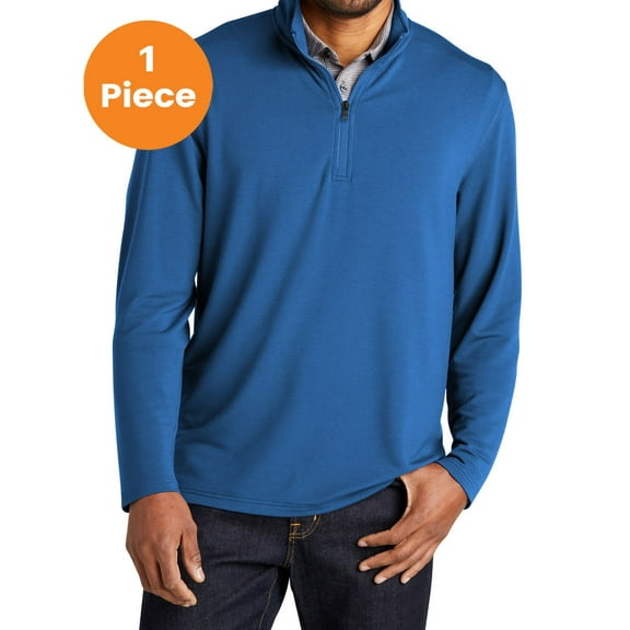 Port Authority K825 Microterry 1/4-Zip Pullover, Aegean Blue, L, Sweatshirts & Hoodies