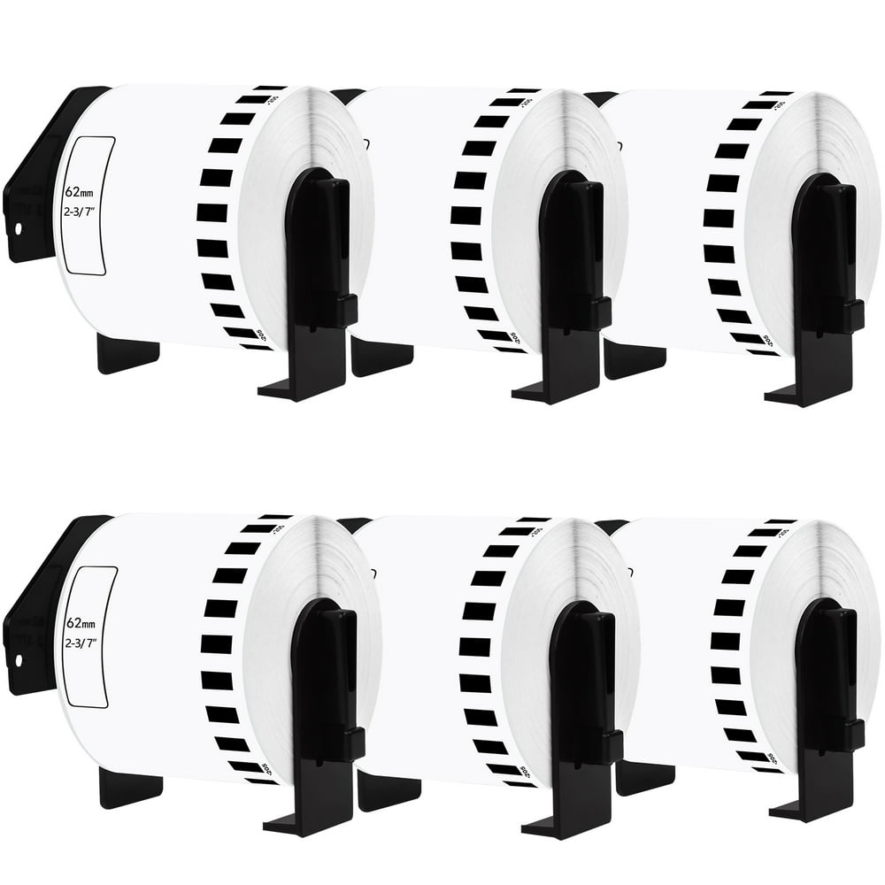 GREENCYCLE 6 Roll of Compatible Brother DK2205 White Label Continuous