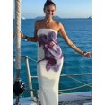 thumbnail image 5 of Women Y2k Strapless Maxi Dress Summer Backless Floral Long Tube Dress Off Shoulder Cocktail Party Dress  M, 5 of 8