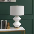 thumbnail image 4 of Henn&Hart 14" Matte White/Brass Metal/Glass/Fabric Table Lamp, 4 of 8
