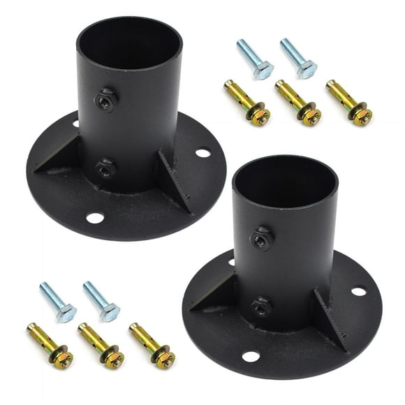 (2 Pack) 2 1/2"(2-3/8'' OD) Flange Base, Chain Link Fence Pole Floor Flange, for Wood Post Brackets Floor Mount Posts, Heavy Solid Fence Post Concrete Mount