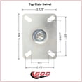 thumbnail image 2 of 5 Inch Yellow Polyurethane Wheel Swivel Top Plate Caster Set with Brake SCC, 2 of 3