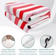 thumbnail image 4 of Twin XL Quilt Set 68''x98'', Red Pink Stripe Lightweight Summer Bedspread Coverlet Set with 2 Pillow Shams, Geometric White Vertical Striped Breathable All Season Quilt Bedding for Dorm/Guest Room, 4 of 9