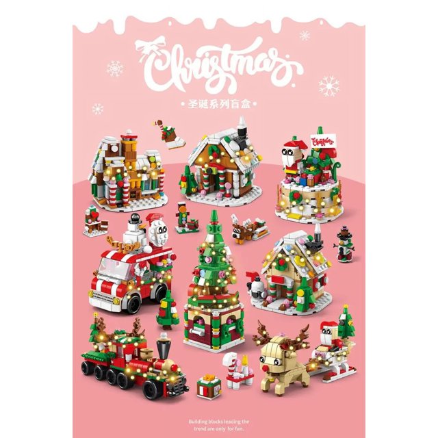 Bloques de construcción de la serie de Navidad para niños, Mini casa de invierno de reno, modelo de ladrillos DIY, juguetes creativos, regalo de Navidad, 6 en 1