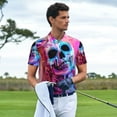 thumbnail image 3 of Wukai Neon Skull With Milkshake Men’s Polo Shirts Sleeve,Camisas Polo Para Hombre,True Classic Tees Men-Small, 3 of 6