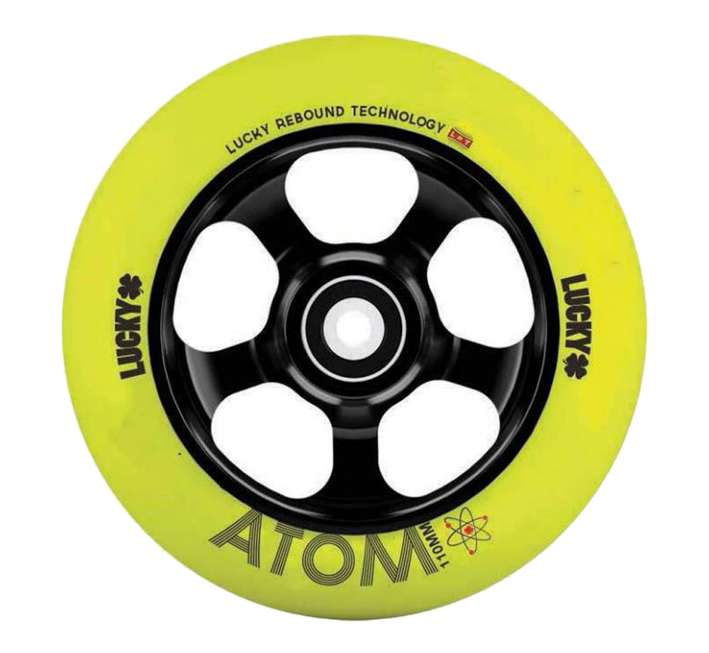 LUCKY SCOOTER WHEEL 110mm Atom Black/Yellow SINGLE WHEEL w/ Bearings