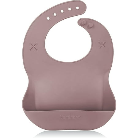 Silicone Baby Bib with 2 Holes for Paper Towel Adjustable Fit Waterproof Soft Bibs for Babies & Toddlers