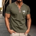 thumbnail image 3 of Henley Shirts for Men Summer Short Sleeve Casual Coconut Tree Graphic T Shirts Beach Vacation Outfits, 3 of 5