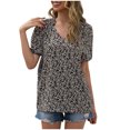 thumbnail image 1 of Blusa de manga corta con cuello en V y estampado informal para mujer a la moda OAVQHLG3B Store  lin121212, 1 of 4