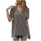 thumbnail image 1 of Blusa de manga corta con cuello en V y estampado informal para mujer a la moda OAVQHLG3B Store  lin121212, 1 of 4