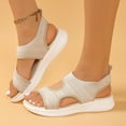 thumbnail image 6 of Summer Sandals For Women Wedge Heel Open Toe Elastic Ankle Straps Breathable Shoes for Women Sport Beach Vacation Holiday Fashion Beige 37, 6 of 9