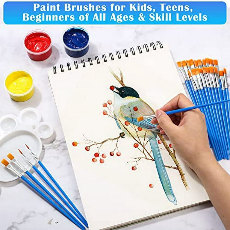 50 Pcs Flat Paint Brushes for Touch Up, Anezus Small Paint Brushes for  Classroom Crafts Paint Brushes for Acrylic Painting Watercolor Canvas Face