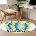 thumbnail image 5 of Summer Round Area Rugs 3 ft, Watercolor Green Fish Lemon Mint Buffalo Plaid Yellow Washable Small Area Rug with Non-Slip Sturdy Edge Binding Round Front Door Mat Floor Carpet for Entryway, 5 of 9