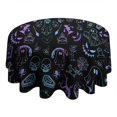 thumbnail image 4 of Black Halloween Ghost Spider Pattern Round Tablecloth 60"x60",Wrinkle Wipeable Table Cloth for Kitchen Dining Room Picnic Patio Party, 4 of 6