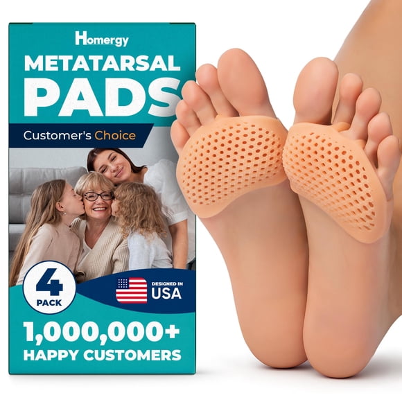 Almohadillas para el antepié Homergy, cojines de gel metatarsales, paquete de 4