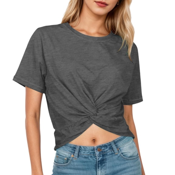 Jamsmile Women Tshirts Crop Tops Summer Casual Short Sleeve Round Neck T Shirts Daily Wear Basic Cropped Tee Shirts