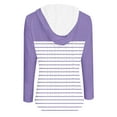 thumbnail image 5 of aidice Eyelet Tops for Women Casual Drawstring Hooded Button Long Sleeve Striped Color Block Pullover, 5 of 5