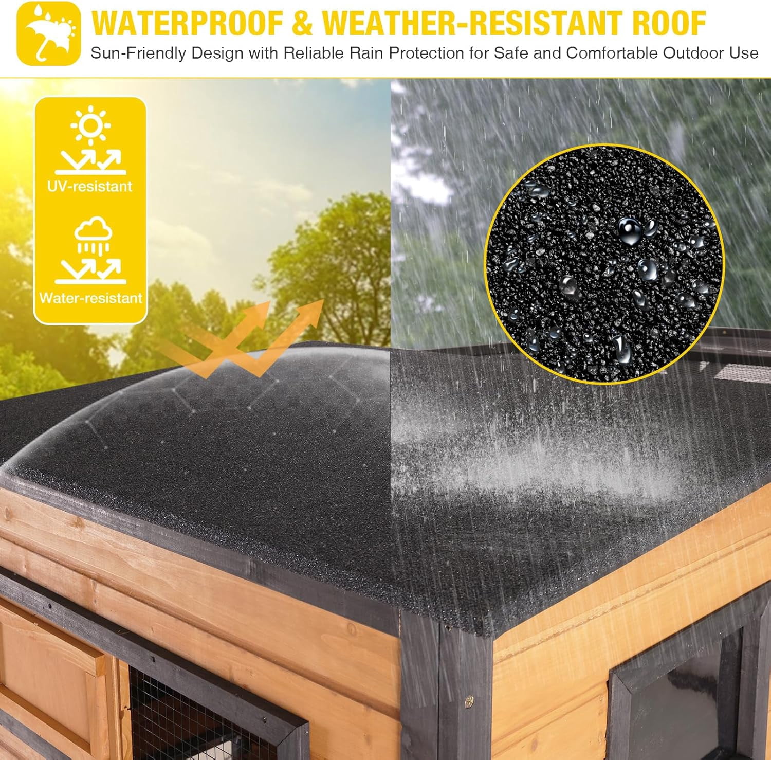 MEDEHOO Large Catio Cat Enclosure Window for Outdoor Cats, Weatherproof Cat House with Roof, Resting Platforms & Windows, Indestructible Feral Cat Shelter for Backyard - Black and Brown