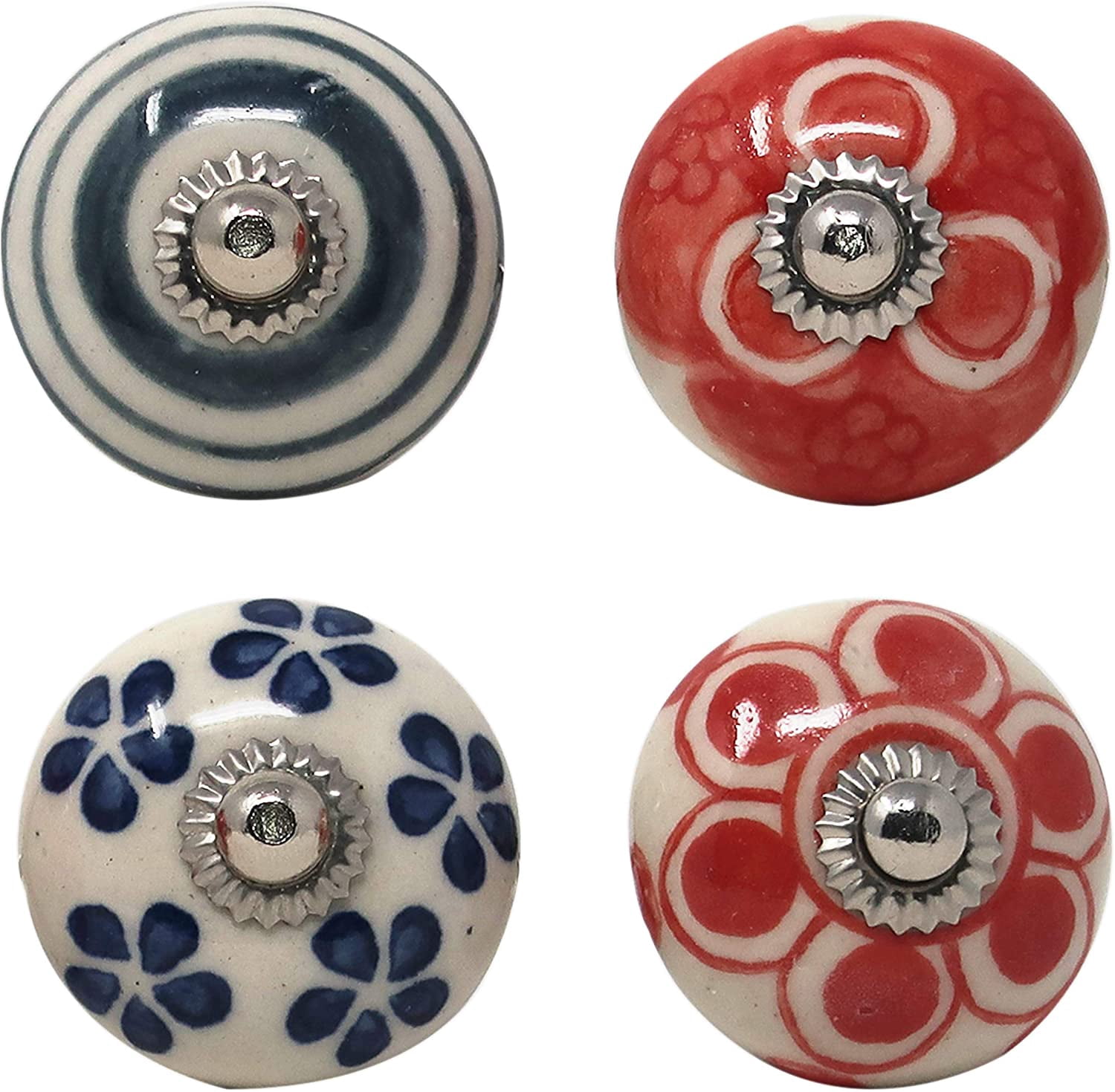 Ajuny Set of 30 Ceramic Knobs Multicolor Floral Design Door Handle Dresser Drawers Kitchen Cabinet Chest Hand Painted Cupboard Pulls Knob
