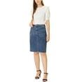 thumbnail image 4 of INSPIRE CHIC Mother's Day Women's Denim Skirts Distressed High Waist Ripped Hem Washed Jean Skirts with Pockets S Dark Blue, 4 of 8