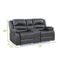 thumbnail image 6 of Martin 2 Pc Manual Reclining Sofa set finished with Faux Leather/ Wood in Gray, 6 of 12