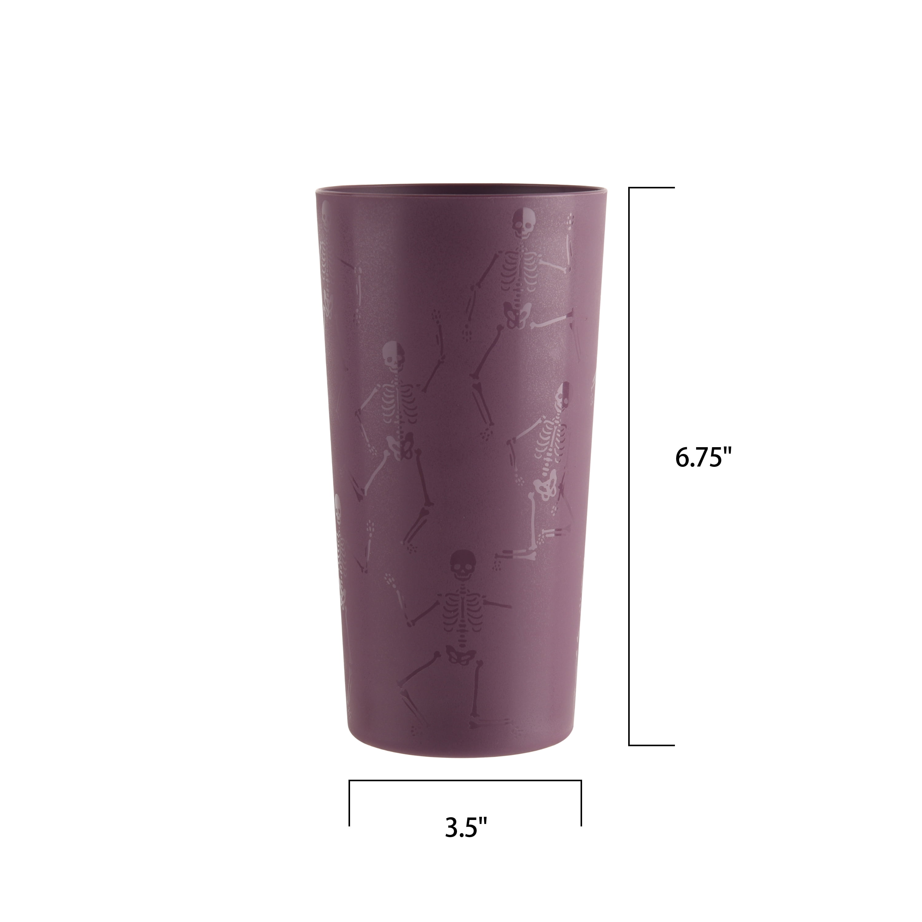 Mainstays 30-Piece Plastic Etched Dancing Skeletons Dinnerware Set, Purple