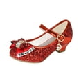 thumbnail image 3 of Girls Wedding Bowknot Shoes Shoes Dress Princess Glitter Heels Party Children Girl's shoes Red, 3 of 3