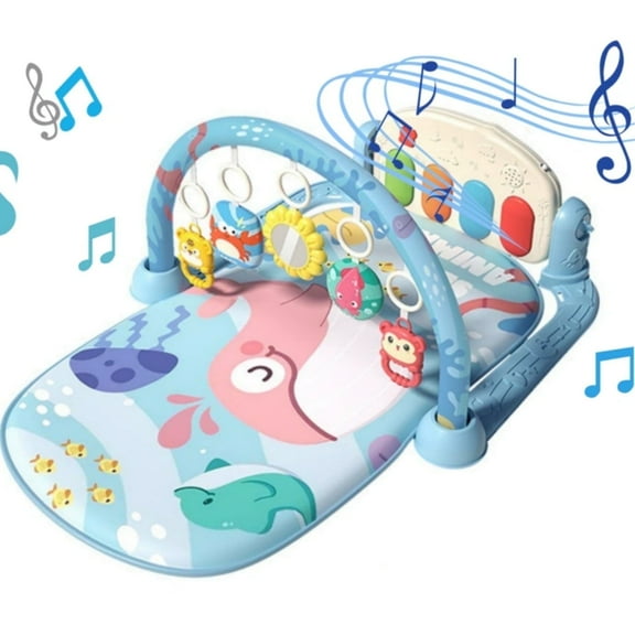 WYAJU Baby Gym Play Mat Activity Mat with Music & Light for Babies Newborns and Toddlers, 0-3-6-12 Months