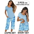 thumbnail image 3 of Ekouaer 3 PCS Capri Pajamas for Women Set Short Sleeve Pajama Sets Floral Pj Sets Soft Sleepwear with Pockets, 3 of 7