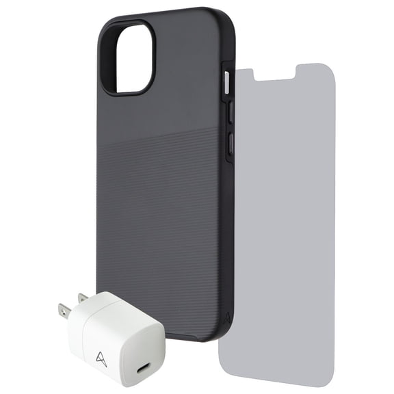 Axessorize Essential Bundle Case Screen Charger for iPhone 14 - Black