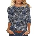 thumbnail image 2 of VBVC Women's 3/4 Sleeve Vintage Floral Tops,Ladies Lightweight Boho Pullover,Workout T-Shirts for Women,Multicolor,Size M, 2 of 6