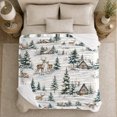 thumbnail image 5 of Serene Winter Woodland Scene Resting Deer Rustic Cabins, Peaceful Woodland Scene, Warm Flannel Blanket for Cabin and Lodge, Wildlife Lovers Housewarming Gift, Rustic Home Decor, 5 of 9