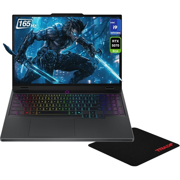 Lenovo Legion 5i Gaming Laptop, Intel i9-14900HX, 16 GB DDR5 RAM, 1 TB PCIe SSD, 15.1" WQXGA (2560x1600) 165Hz, Nvidia G-Force RTX 5070, 24-Zone RGB Keyboard, W11 Home, Black   Traix Mousepad