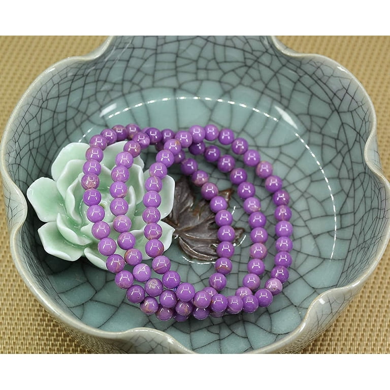 Matted Natural Gemstone Beads Bracelet, Genuine Gemstone Round Beaded Healing Crystal Bracelet, Handmade Stretchy Beads Bracelet (7.5 Inch) - Australia