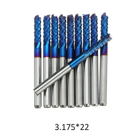10pcs 3.175 Shank Blue Coated CNC End Mills Carbide Milling Cutter Router Bit For Milling Machine PCB