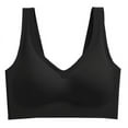 thumbnail image 2 of Women's Seamless Sports Bra Yoga Workout Bras New Simple Solid Colorless Ring No Trace Large Size Thin High Elastic Ice Silk Ladies Sports Underwear,Black,XL, 2 of 8