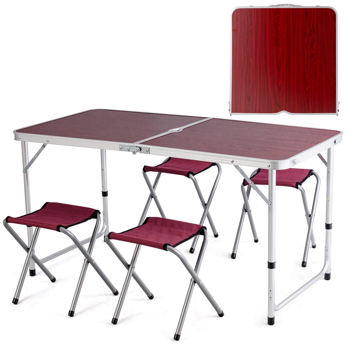 Folding Camping Table And Chairs Ideas Costway Aluminum Folding Camping Table With 4 Chairs Outdoor Picnic