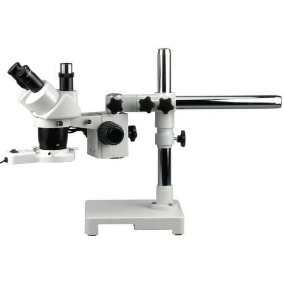 AmScope SW-3T24Z-FRL Trinocular Stereo Microscope, WH10x Eyepieces, 20X/40X/80X Magnification, 2X/4X Objective, Single-A