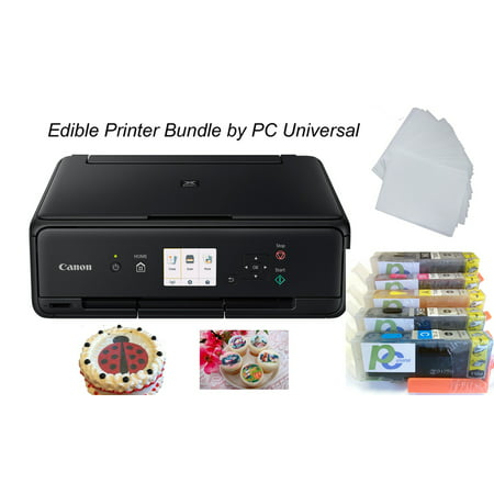 PC Universal Edible Printer Designer Pack-Includes All-in-One Cake Printer with 2 Sets Edible Cartridges, 50 Sheets Wafer Paper and 10 Sheets Frosting
