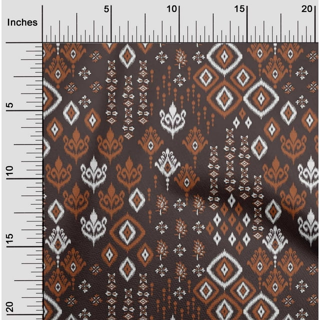 oneOone Georgette Viscose Fabric Block & Geometric Ikat Print Fabric By The Yard 42 Inch Wide