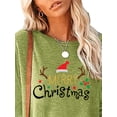 thumbnail image 3 of DYMADE Women Christmas Loose Round Neck Pullover Printed Long Sleeved T-shirt Top, 3 of 4
